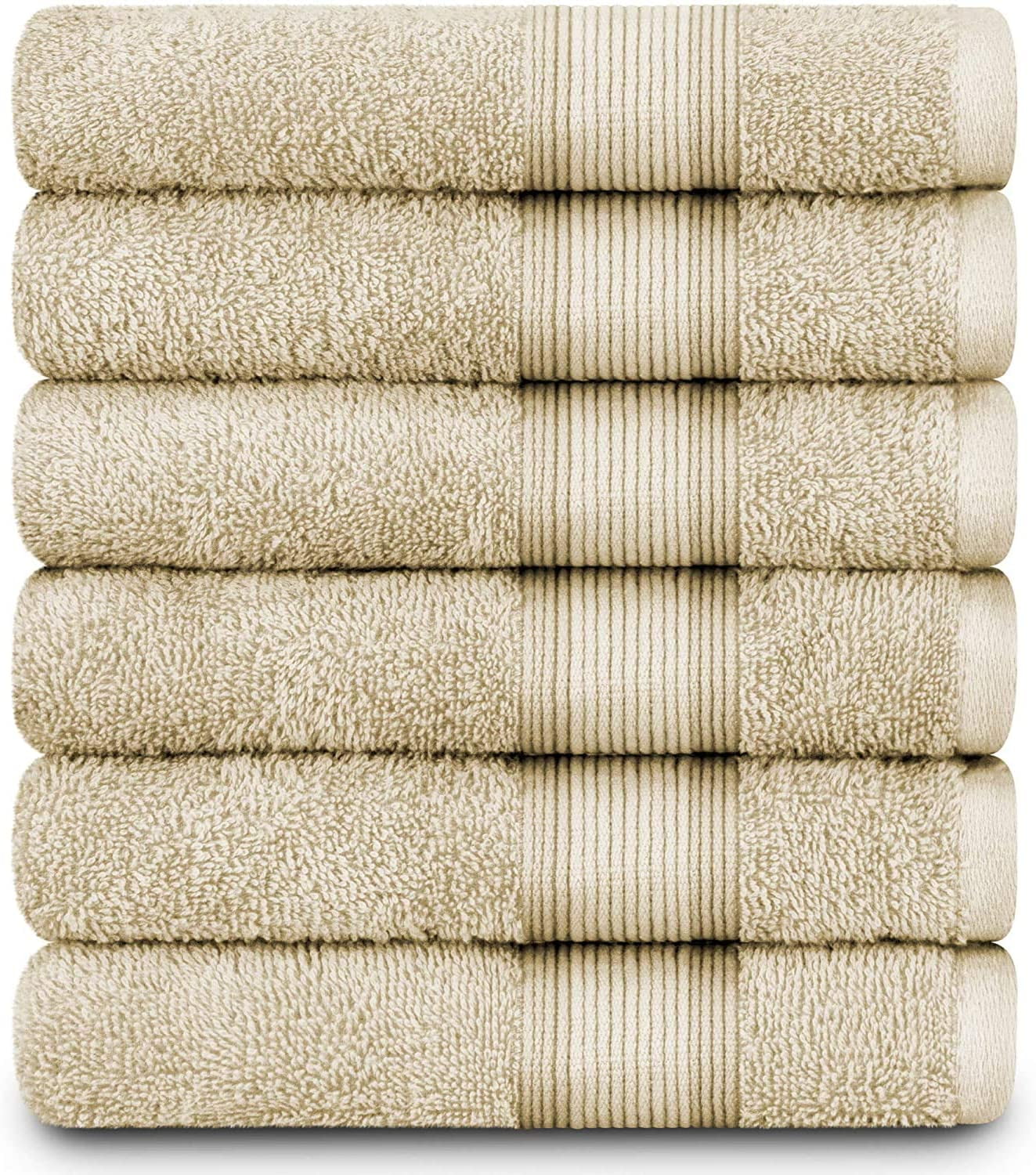 Cotton Large Hand Towels Multipurpose Bath Gym Spa Dark Beige 4 Pack 16"x28" 