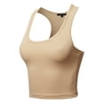 thumbnail image 2 of A2Y Women's Basic Cotton Casual Scoop Neck Cropped Racerback Tank Tops Sand L, 2 of 5