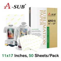 Sample Pack - A-SUB Sublimation Paper 11x17 120g 50 Sheets for Inkjet Printer Sublimation Heat Transfer