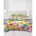 thumbnail image 2 of Quilts Queen Size Bedding Set, Spring Floral Reversible Summer Quilt 3 Pieces, Green Country Truck Pastoral Botanical Vintage Lightweight Bedspreads Coverlets with 2 Pillow Shams for All Seasons, 2 of 5