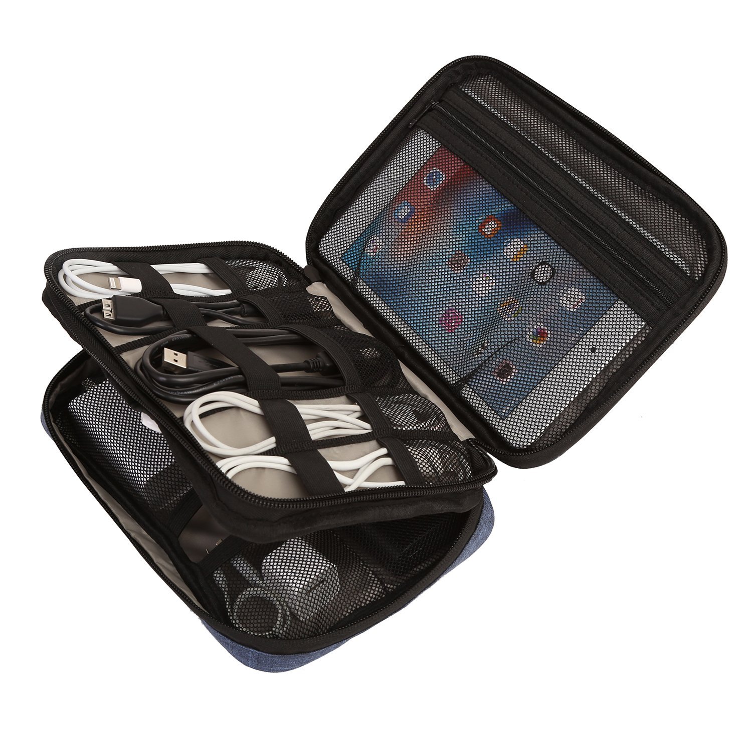 BAGSMART DoubleLayer Travel Cable Organizer for iPad Mini, Kindle