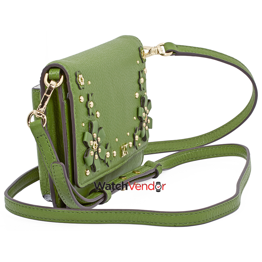 michael kors floral embellished pebbled leather convertible crossbody