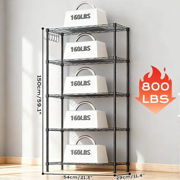 Ktaxon 5 Tier Layer 59!.5 Storage Rack, Wire Shelving