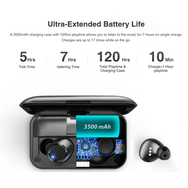 VANKYO X200 Bluetooth 5.0 Wireless Earbuds in Ear True Wireless Headphones with Smart LED Waterproof Black Walmart