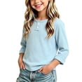 thumbnail image 2 of hotojiny Little Girls Long Sleeve Shirts Comfy Soft Crewneck Plain Kids Tops Boys Fitted Casual Undershirts(Sky Blue,1-2 Years), 2 of 6