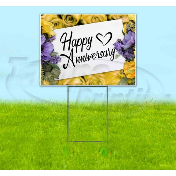 Happy Anniversary (18" x 24") Yard Sign, Includes Metal Step Stake