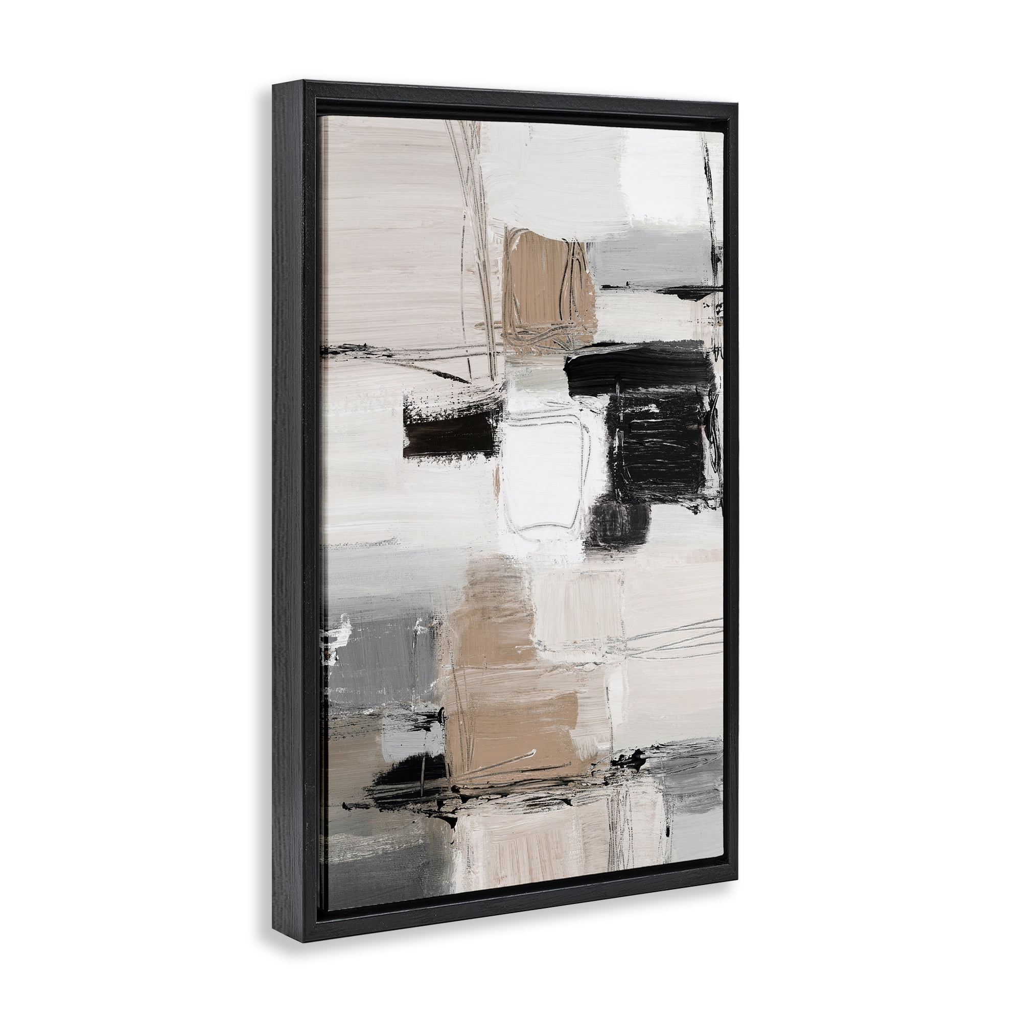 Stupell Industries Contemporary Neutral Variety Black Framed Floater Canvas Wall Art, design by Lanie Loreth