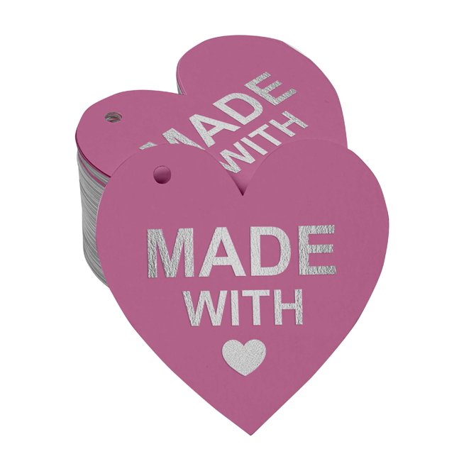 Inkdotpot Real Silver Foil Made With Love Wedding Tags Favor Hang Paper Tags 100 Pieces