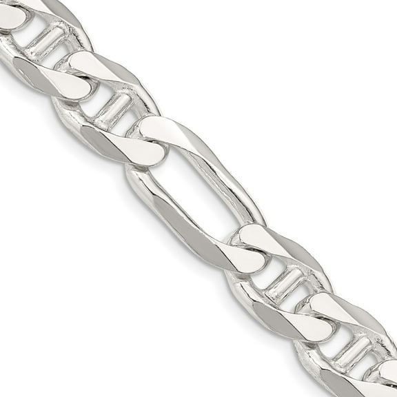 Primal Silver Sterling Silver 10.65mm Figaro Anchor Chain