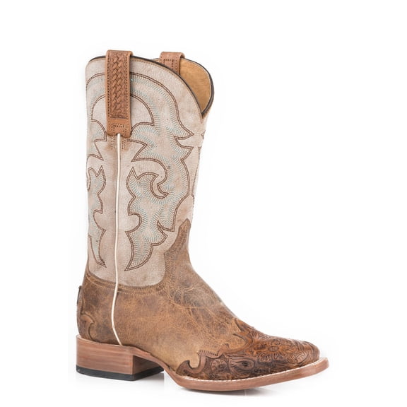 Women's Roper Palamino Handtooled Leather Boots Handcrafted Tan