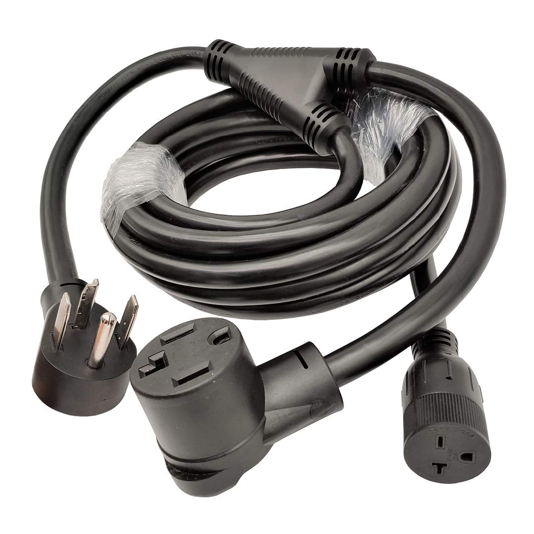 Parkworld 61483 4-Prong Dryer Splitter to 6-20R, NEMA 14-30P Male Plug to 14-30R & 6-20R (T-Blade Also for 6-15R) Female Receptacle (20 Feet)