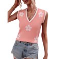 thumbnail image 5 of hirigin Women Knitted Loose Tank Tops Summer Casual Floral Print V-neck Sleeveless T-shirt for Streetwear Club Wear, 5 of 8