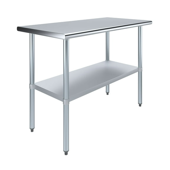 AmGood 24 in. x 48 in. Stainless Steel Table | Metal Utility Kitchen Prep Work Table | NSF