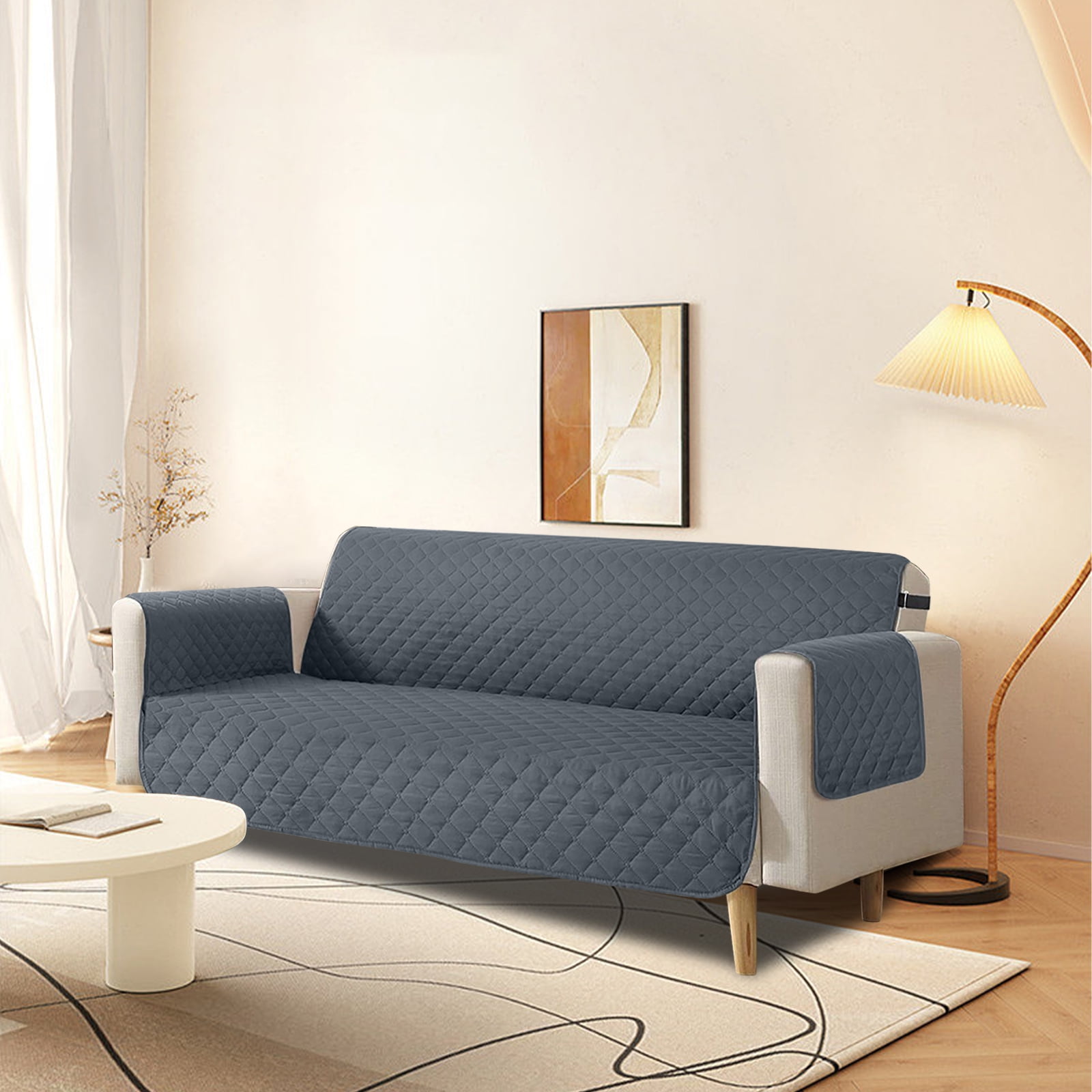 Sanmadrola 100% Waterproof Sofa Cover Non Slip Couch Cover Machine Washable Slipcover Leakproof Furniture Protector for Dogs Kids Pets, Dark Gray, Sofa