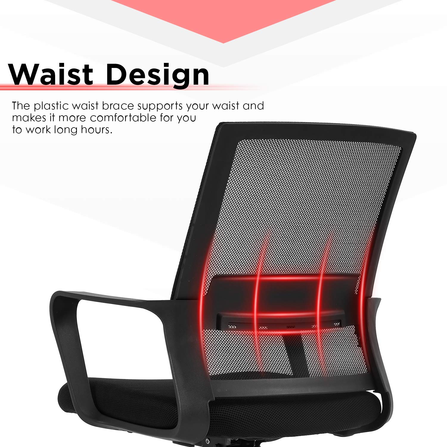 FDW Tall Adjustable Office Chair w/ Foot Ring, Ergonomic Mesh Mid-Back Desk Chair, Black