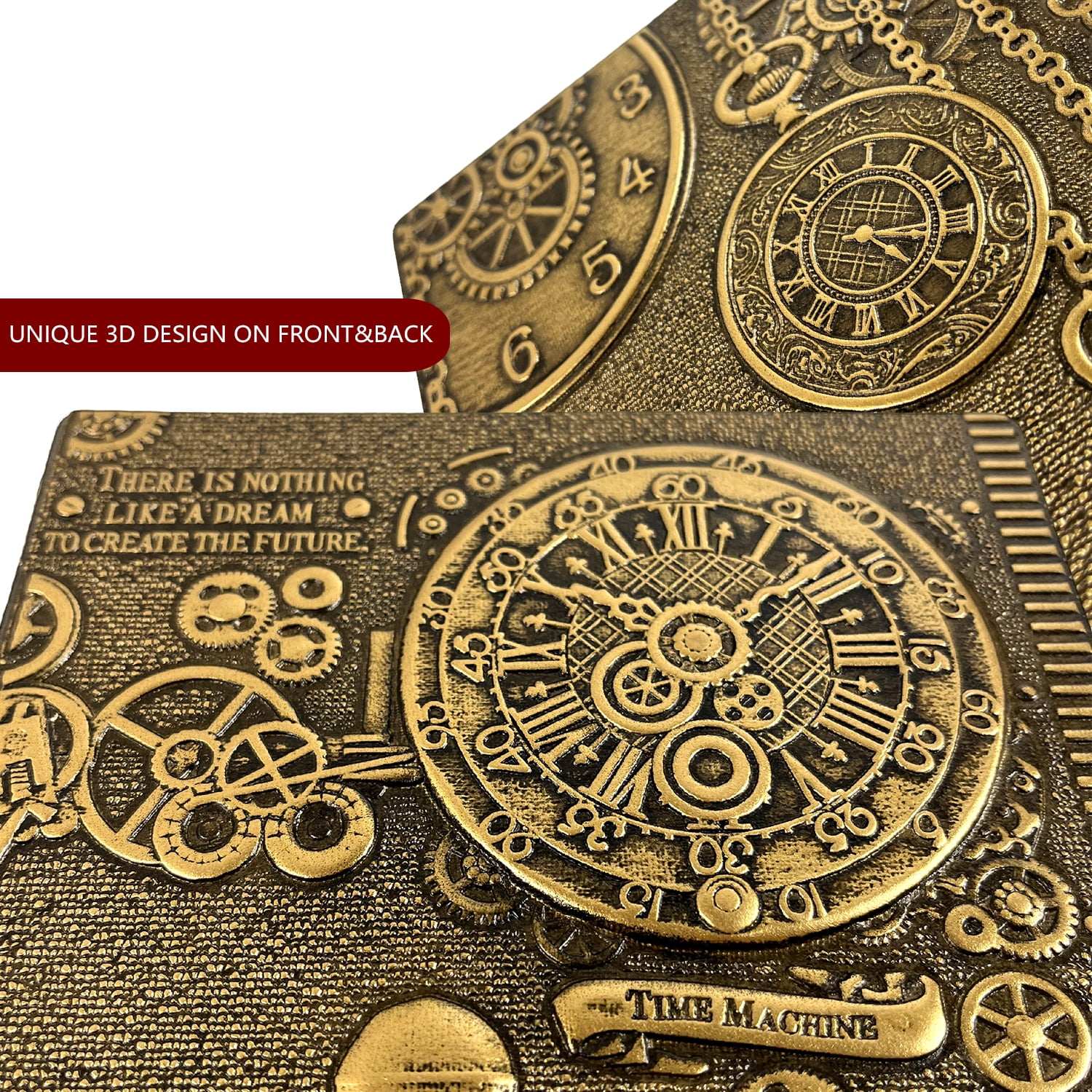 Leather Writing Journal Vintage Notebook, Embossed Train Daily Notepad Diary, Cool Magazine Gift for Women Men Writing, 200 Pages 8.3 x 5.8 inch A5 Bronze Train