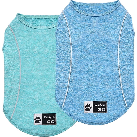 KYEESE 2 Pack Reflective Dog Shirt, Lightweight T-Shirt for Small Medium and Large Dogs, Lake Blue Blue, L