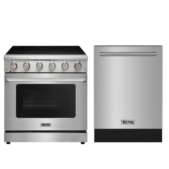 KOSTCH 2 Piece Kitchen Appliance Package 36” Freestanding Electric Range with 6.0 cu. ft. Convention Oven and 24” Built-in Dishwasher
