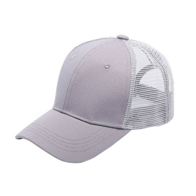 Minnieouse Gorra de béisbol con cola de caballo para mujer y niña, gorros de malla para camionero, sombrero de verano a la moda de alta calidad, Sombreros gris claro