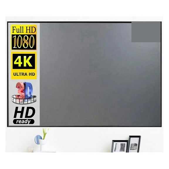 Projector Screen 60-133 Inch Metal Grey 16:9 Anti-Light Foldable Portable Projection Screen For Home Party Classroom ,Wrinkle-Free