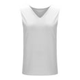 thumbnail image 3 of Women's Solid Color Linen V-Neck Tank Fashion Solid Color Back Pleated Sleeveless T-Shirt Womens Loose Casual Tank Tops Sleeveless Summer Tops, 3 of 9