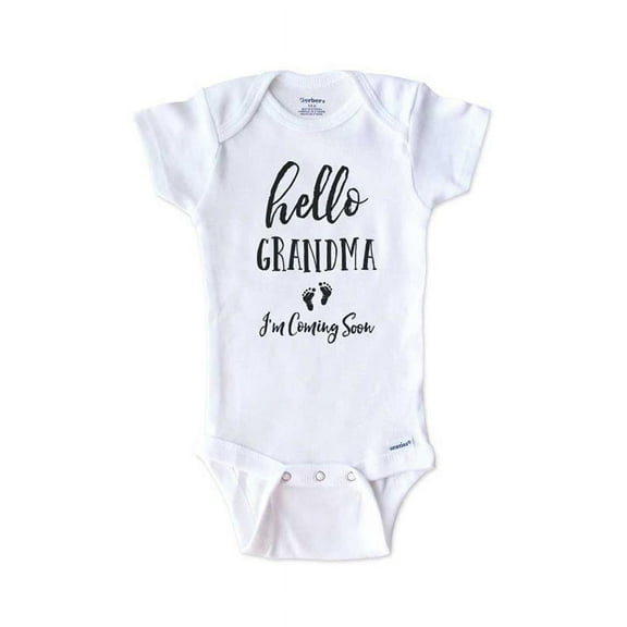Hello Grandma I'm Coming Soon - surprise mom parent onesie birth pregnancy announcement - White 0-3 Months