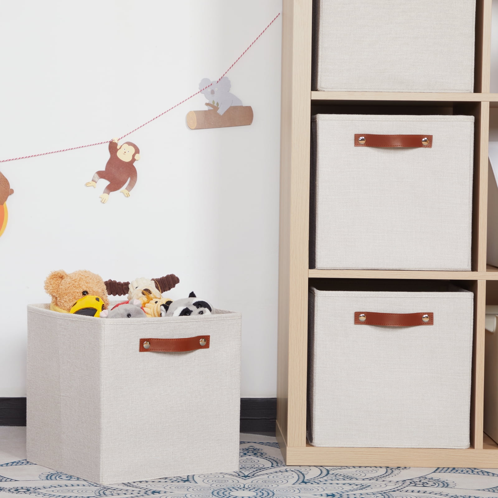 ANLEM Fabric Storage Cubes Set of 4,12 x 12 Storage Baskets,Cloth Storage Bins for Organizing with Handles,Closet Baskets for Organizing Home Nursery(Gream)
