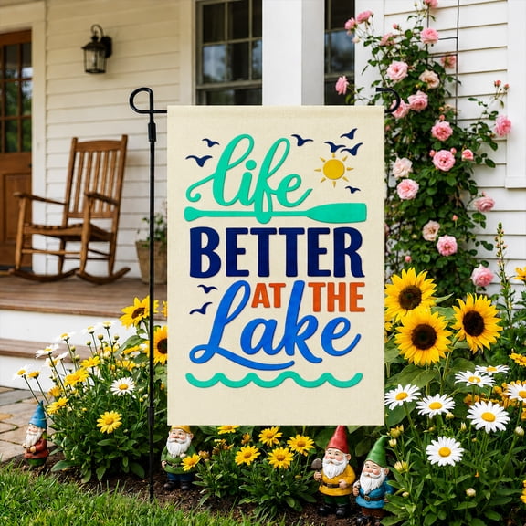 Rdsfhsp Lake Garden Flag 12x18 Inch, Linen Life Is Better at the Lake Yard Flag, Double Sided Outdoor Cabin Porch Dock Lake House Summer Decor