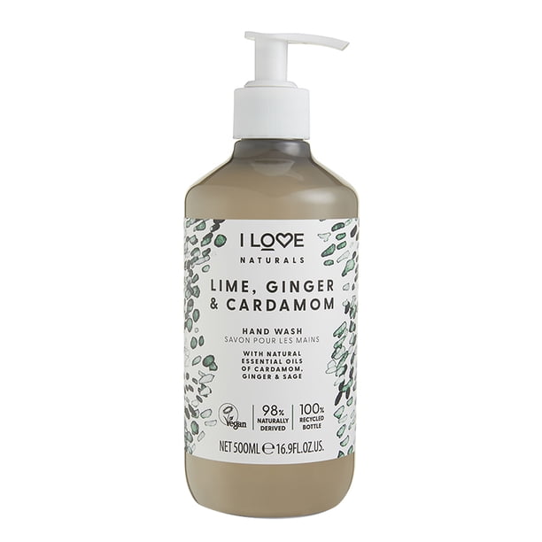 I Love Cosmetics Lavar a Mano Naturales, Jabón, Lima-Jengibre, 500 ml