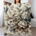 thumbnail image 3 of nygtbtfer Blanket Brown Cream Grey Teal Floral Soft Blankets and Throws for Sofa Watercolor Flower Rustic Abstract Modern Ultra Soft Bedspread Microfiber Blankets for Home Bed Couch Gift Idea  White, 3 of 6