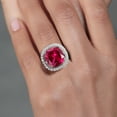 thumbnail image 4 of Gem Stone King 925 Sterling Silver Cushion Red Created Ruby and White Moissanite Ring for Women (8.88 Cttw, Available in Size 5, 6, 7, 8, 9), 4 of 4