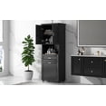 thumbnail image 3 of Tall Bathroom Cabinet with Laundry Basket, Large Storage Space Tilt-Out Laundry Hamper and Upper Storage Cabinet, Black, 3 of 35