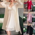 thumbnail image 4 of Lovskoo 2024 Robes for Women Bathrobe Sets Two Piece Trendy Lingerie Silk Lace Robe Dress Nightdress Nightgown Sleepwear White, 4 of 4