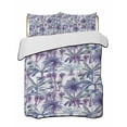 thumbnail image 2 of Quilts Full Size, Teal Purple Palm Trees Soft Comforter Bedding Set for Bed, Summer Botanical Tropical Leaves Lightweight Quilted Bedspread with Pillow Cover(2 Pieces) for All Season, 78x90 Inch, 2 of 6