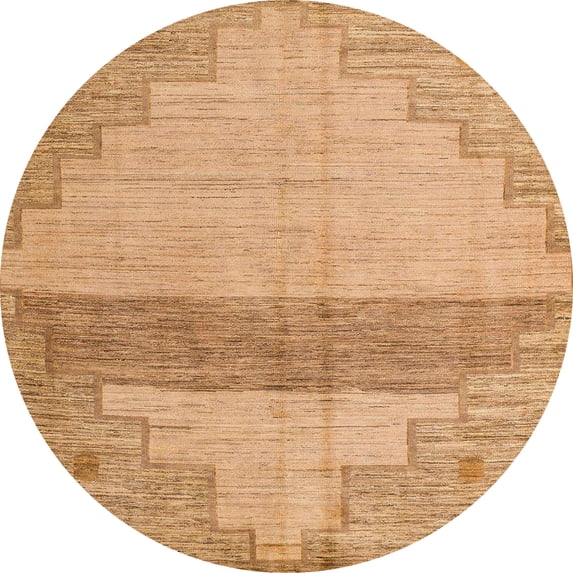 Ahgly Company Machine Washable Indoor Round Abstract Papaya Orange Area Rugs, 4' Round