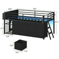 thumbnail image 3 of Low Loft Bed Twin Size with 8 Storage Drawers, Loft Bed with LED Lights, Play Zone and Toy Organizer, Under-Bed Play Space, No Box Spring Needed, Black, 3 of 9