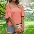 thumbnail image 1 of Camisa De Viaje Camisa de viaje para mujer Camiseta casual con cuello en V de moda para trabajo de compras (Rosa M) Cgtredaw Para estrenar, 1 of 1