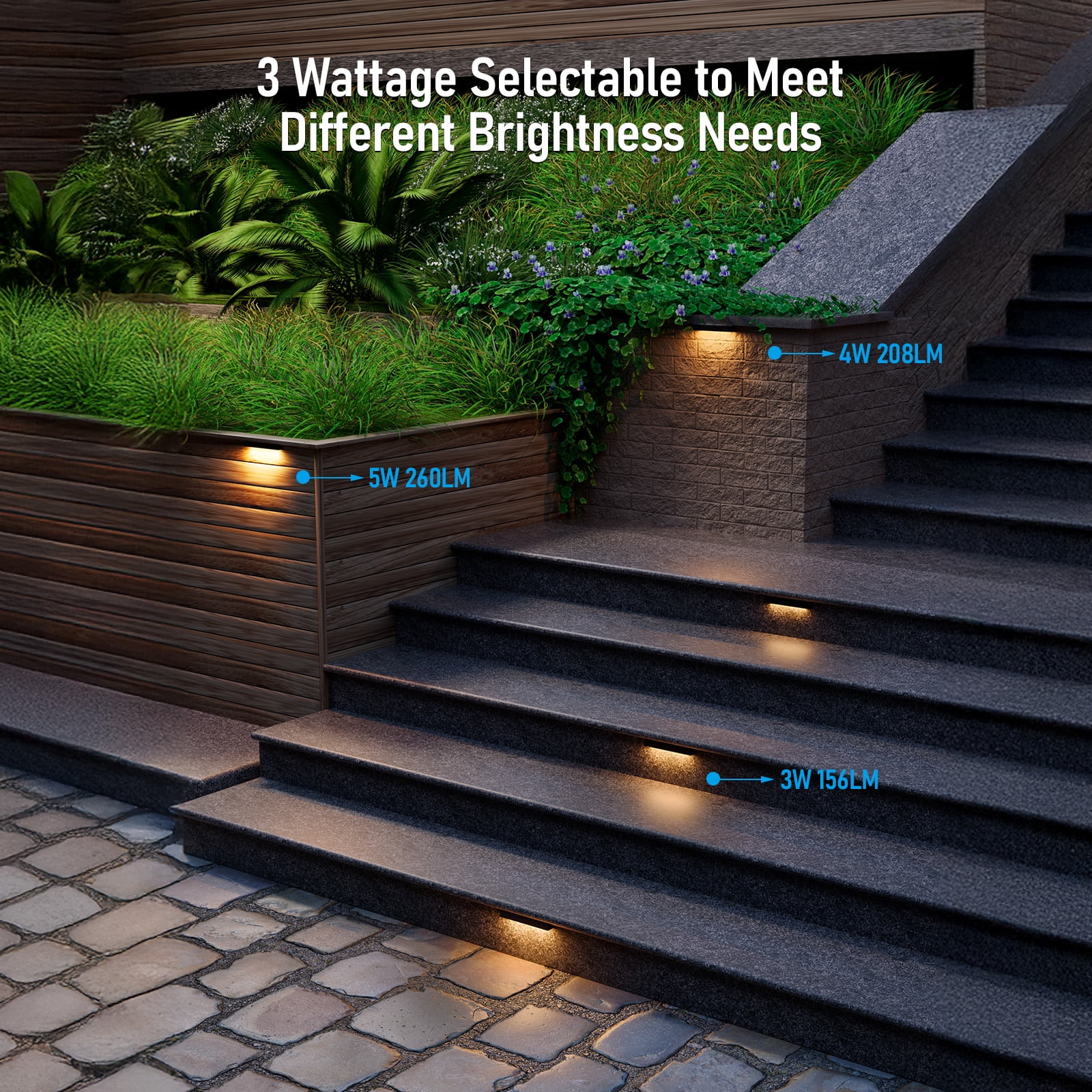 12 Pack LED Low Voltage Hardscape Lighting, 7 Inch Retaining Wall Light, 3W/4W/5W Landscape Step Lights, Surface & Recessed Mounted, 2700K Soft White