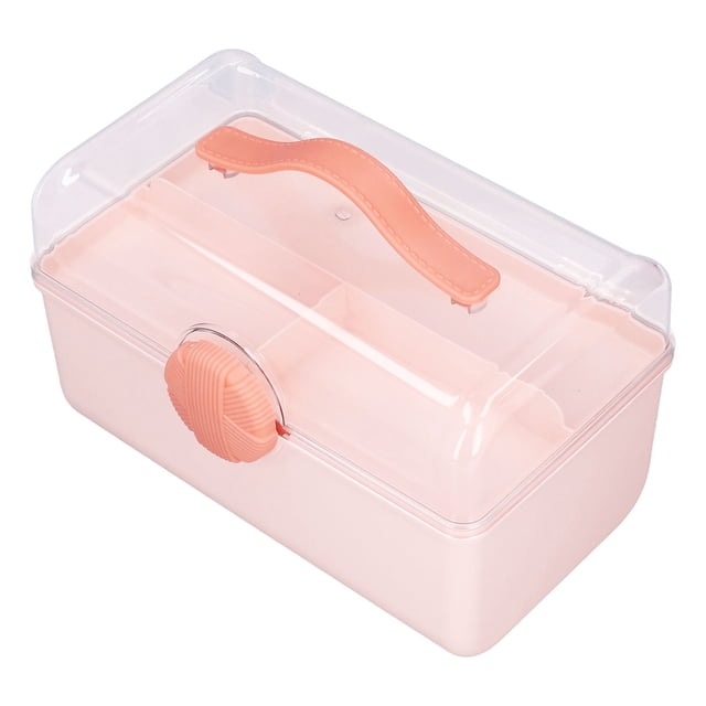 Caja de almacenamiento, caja de almacenamiento de 2 capas, caja de almacenamiento de plástico, caja con asa en capas, rendimiento confiable