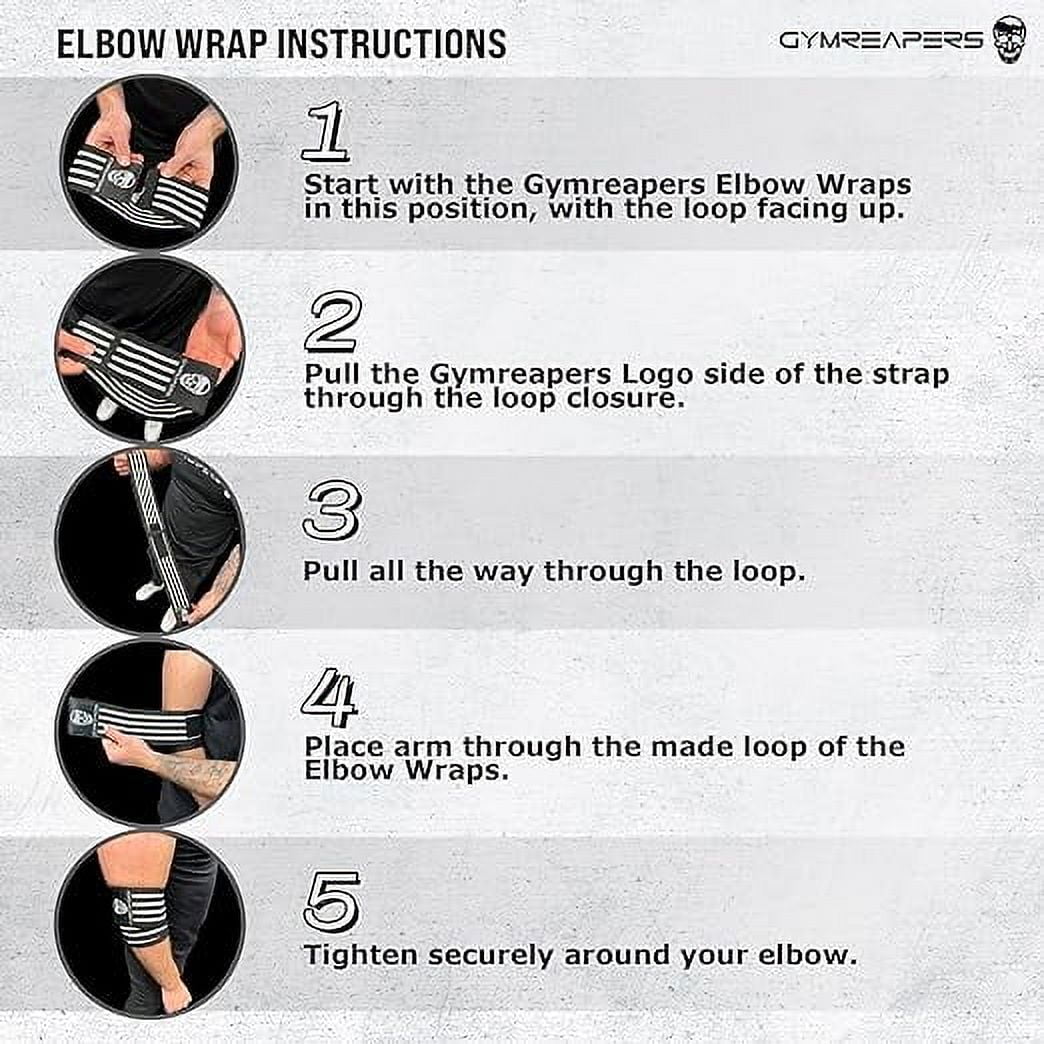 Gymreapers Weightlifting Elbow Wraps (1 Pair) - Flexible 40'' Elbow Compression Strap & Joint Support Brace - For Bench Press, Powerlifting, and Pressing