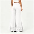 thumbnail image 4 of Flare Pants for Women Wide Leg Elastic Waist Loose Casual Pants Layered Ruffled Hem Pants with Pockets, L, 4 of 5