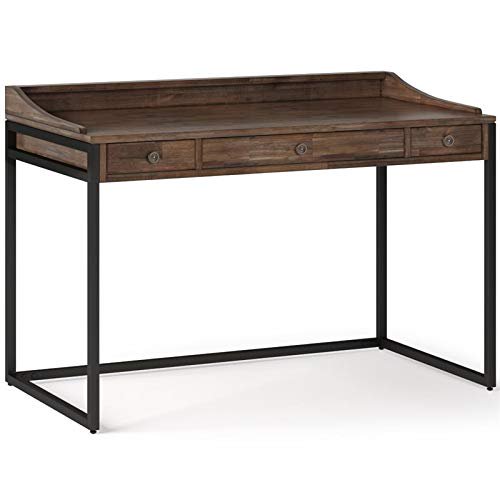 SIMPLIHOME Ralston SOLID WOOD and Metal Modern Industrial 48 inch Wide Home Office Desk, Writing Table, Workstation, Study Table Furniture in Rustic Natural Aged Brown