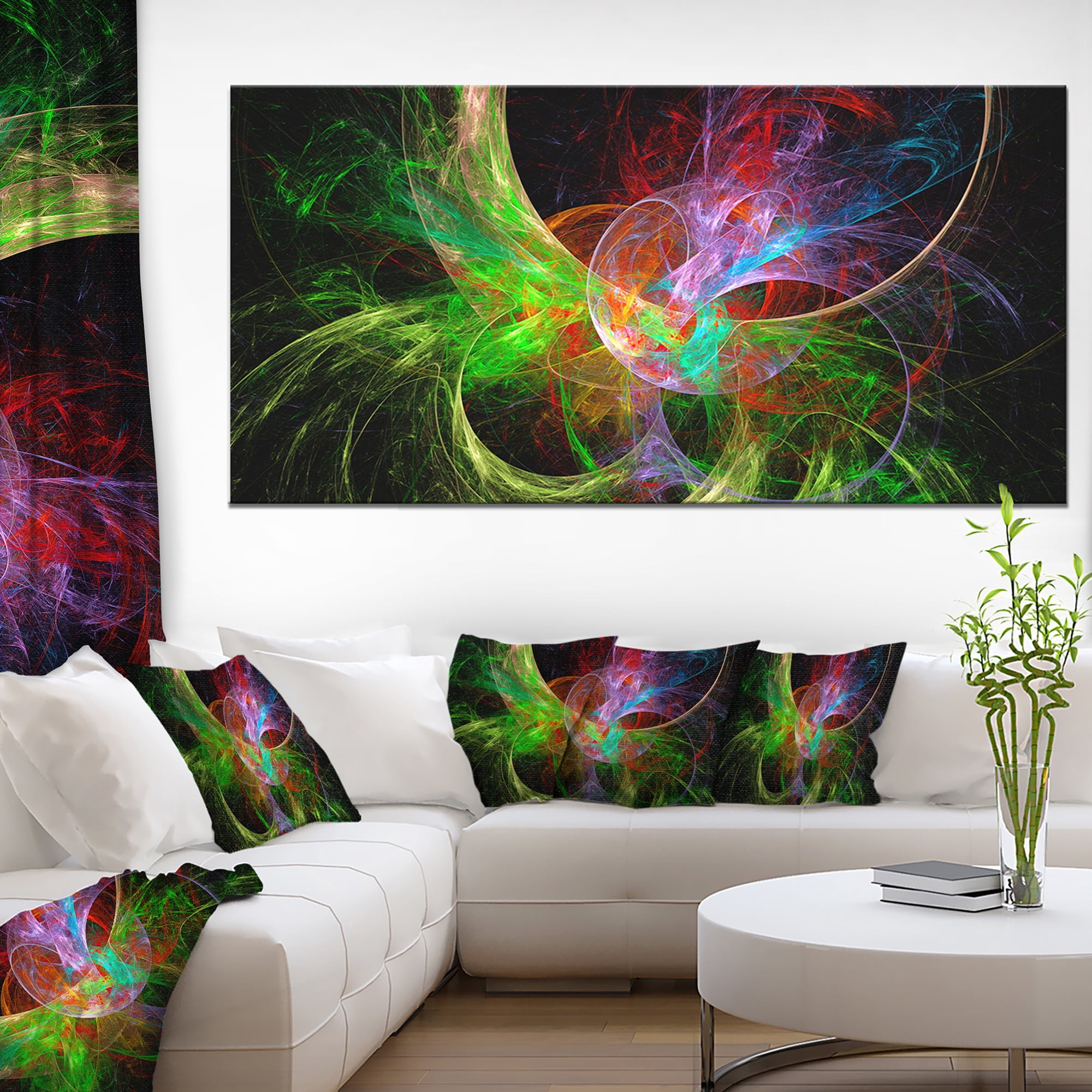 Designart 'Multi Color Fractal Abstract Design ' Oversized Abstract Canvas Art Print