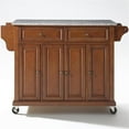 thumbnail image 2 of Pemberly Row Contemporary Gray Granite Top Kitchen Cart in Cherry, 2 of 7
