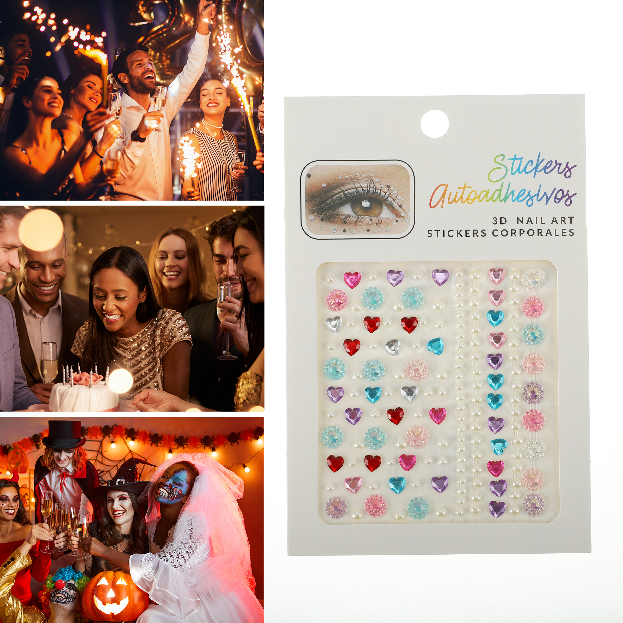 NOMADIC NOOK Eye-catching Face Stickers 4 Pcs Assorted Color