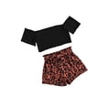 thumbnail image 3 of Toddler Girl’s Solid Color Short Sleeve T-shirt and Leopard Short Pants Set, 3 of 7