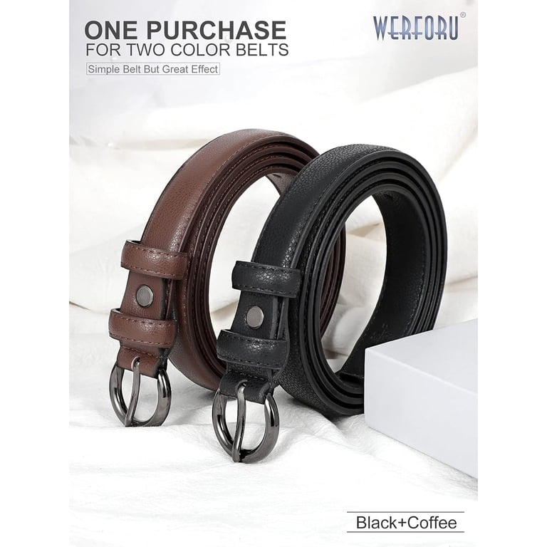 WERFORU Women Leather Belt Waist Skinny Dress Belts Solid  display picture 1