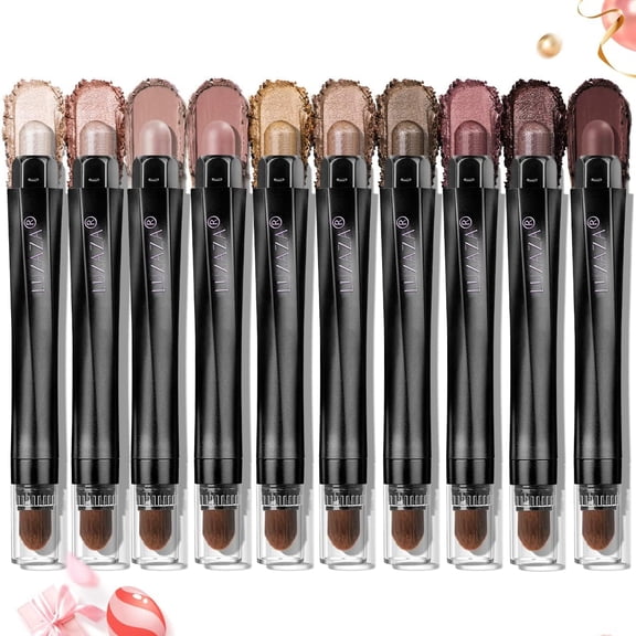 10PCS Eyeshadow Stick,Shimmer And Matte Brown Metallic Eye Shadow sticks Set,Cream Eyeshadow Pencil Crayon with Smudge-proof & Waterproof,Eye Brightener Stick