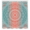 thumbnail image 3 of Ambesonne Coral and Teal Shower Curtain, Modern Mandala, 69"Wx75"L, Coral Teal, 3 of 3