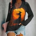 thumbnail image 2 of Halloween Blouses for Women Plus Size Loose Shirts Fall Long Sleeve V-Neck Pullover Full Printed Tops Funny Halloween Costumes, 2 of 5